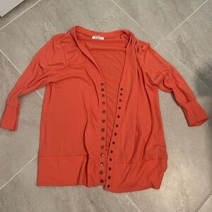 Coral Button-Down Cardigan